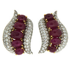 Ruby Diamond Gold Swirl Earrings 10