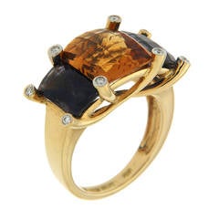 Colori Citrine Iolite Diamond Gold Three Stone Ring 1