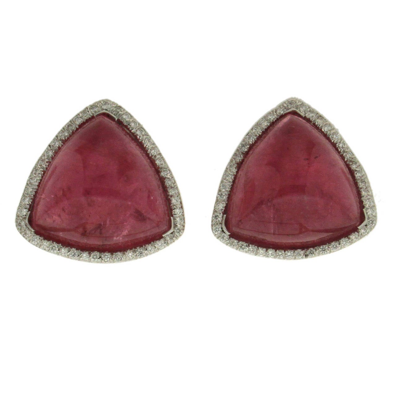 Valentin Magro Pink Tourmaline Pave Diamond Gold Earrings