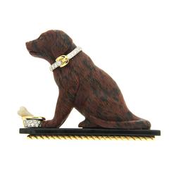 Valentin Magro, Hundebrosche, Obsidian, Diamant, Gold, Schwarz, Labrador