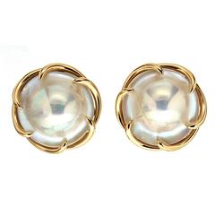Blister Pearl Gold Claw Earrings 11