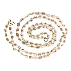 Double Strand Keshi Pearl Gold Necklace 7