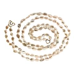 Double Strand Keshi Pearl Gold Necklace