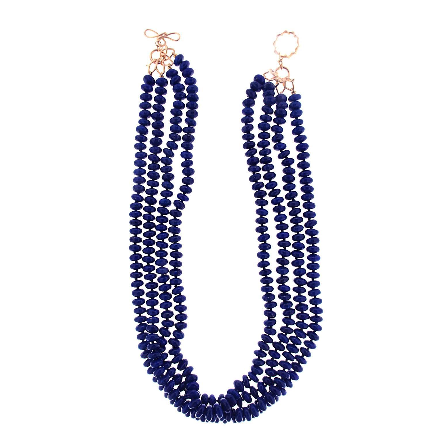 4 Strand Lapis Lazuli Necklace 