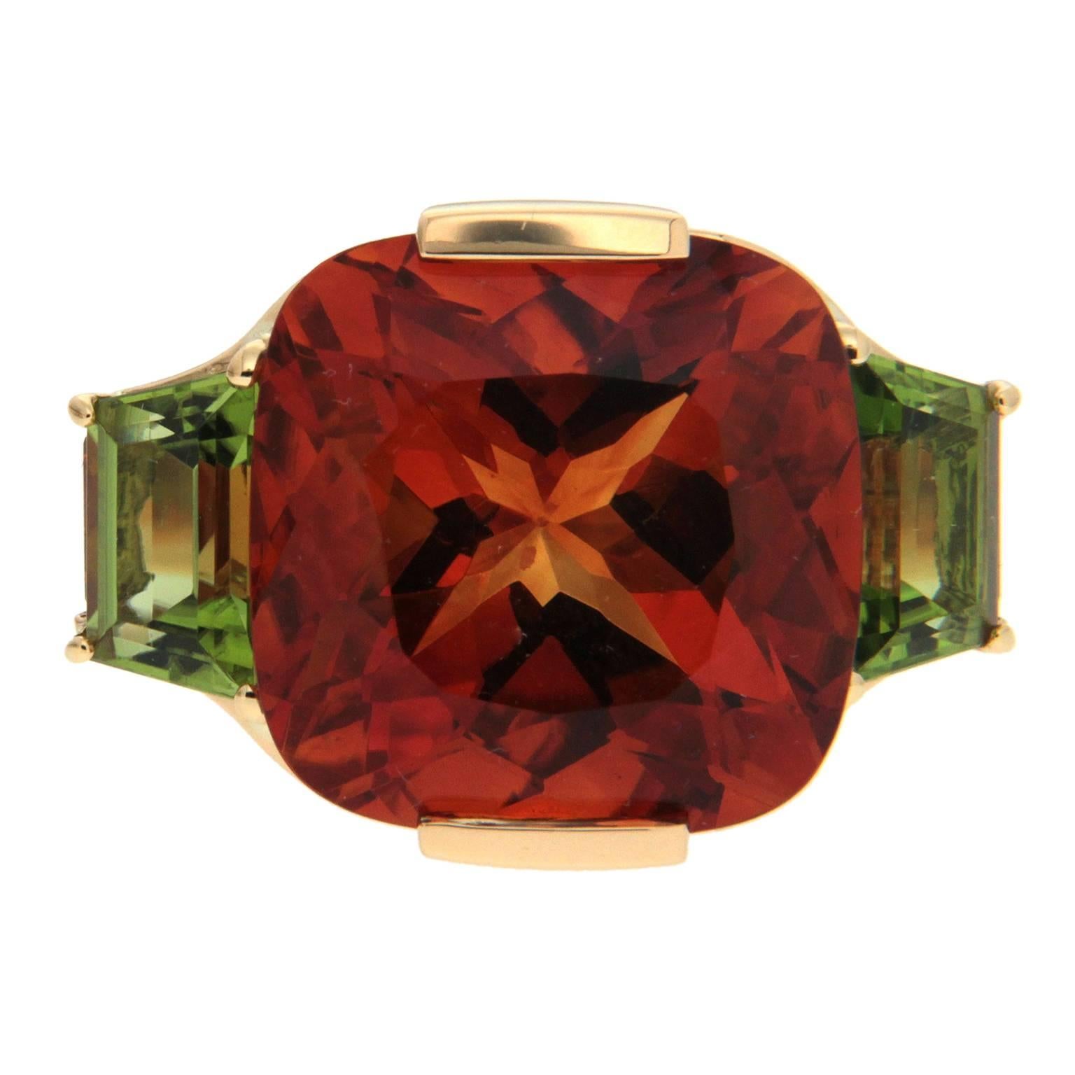 Valentin Magro Cushion Citrine Peridot Gold Ring