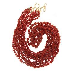 Multi Strand Sardinian Red Coral Nugget Necklace 11