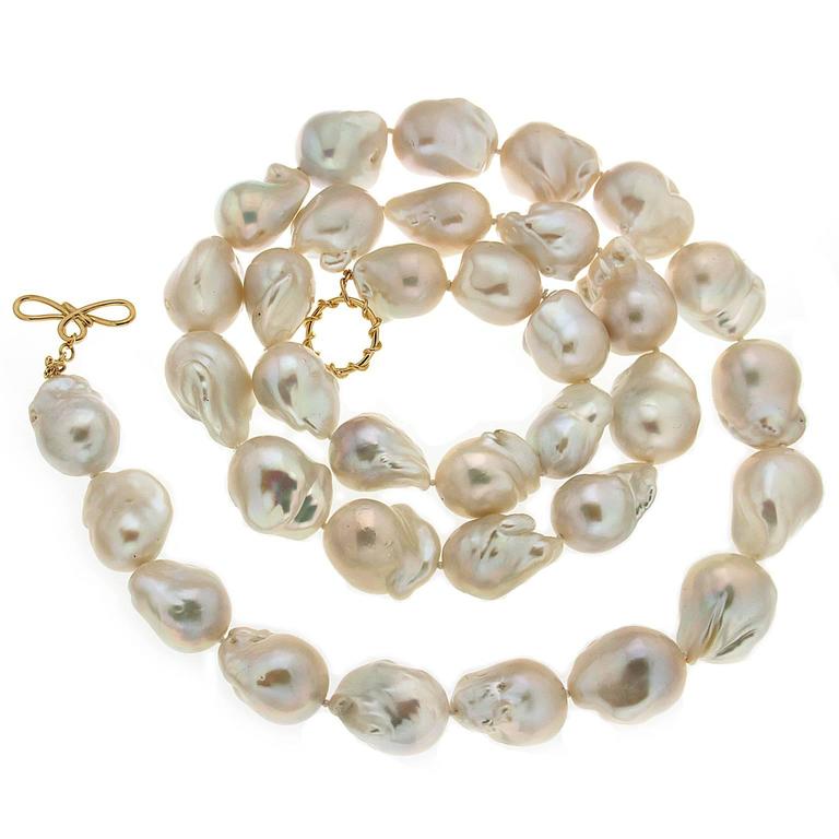 Freshwater Large Baroque Pearl Necklace For Sale at 1stdibs