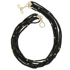 Onyx Gold Tube Necklace 11