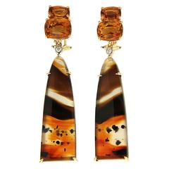 Double Cushion Citrine and Montana Agate Removable Earrings 2