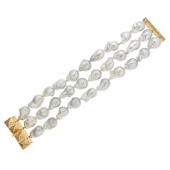 Triple Row South Sea Pearl Bracelet 12