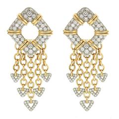 Nautical Motif Diamond Pave Gold Platinum Earrings 7