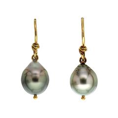 Tahitian Pearl Drops with Gold French Wire