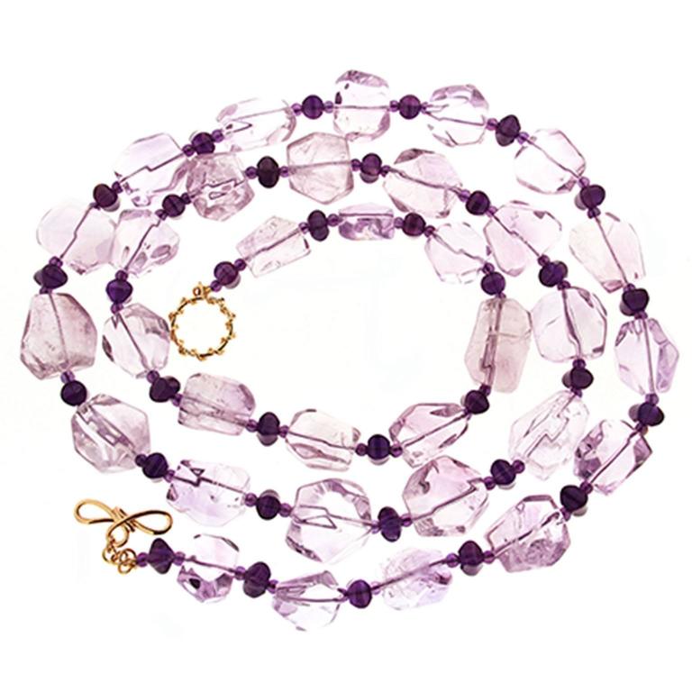 Valentin Magro Purple Amethyst Boulders Dark Amethyst Roundels Gold Necklace For Sale