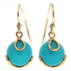 Carina Turquoise Ball French Wire Earrings 1