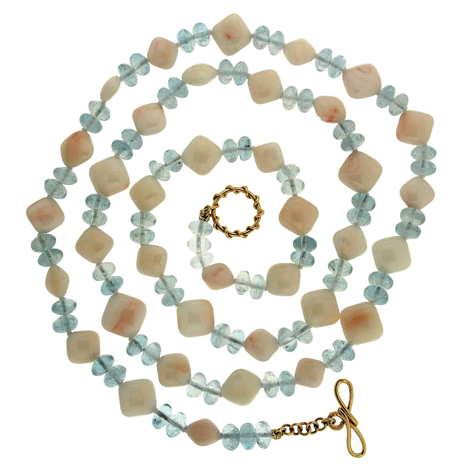 White Coral and Aquamarine Necklace