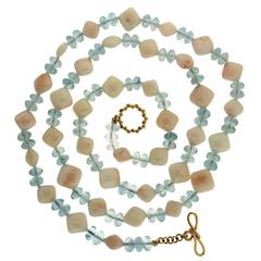 White Coral and Aquamarine Necklace 4