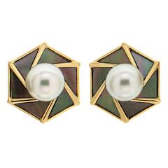 Valentin Magro South Sea Pearl with Tahitian Mother-of-Pearl Earrings 'Small'