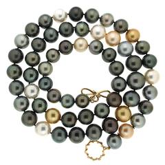 Multi Color South Sea, Golden and Tahitian Pearls Necklace 8