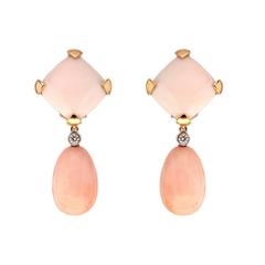 Angel Skin Coral Cushion and Drop Earrings 6