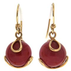 Valentin Magro Dark Red Coral Ball Gold Carina Earrings