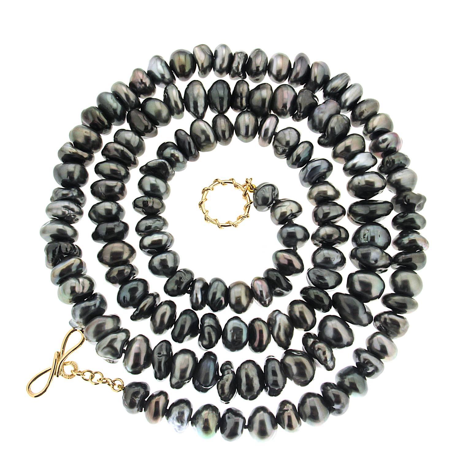 Long Strand Tahitian Keshi Pearl Necklace