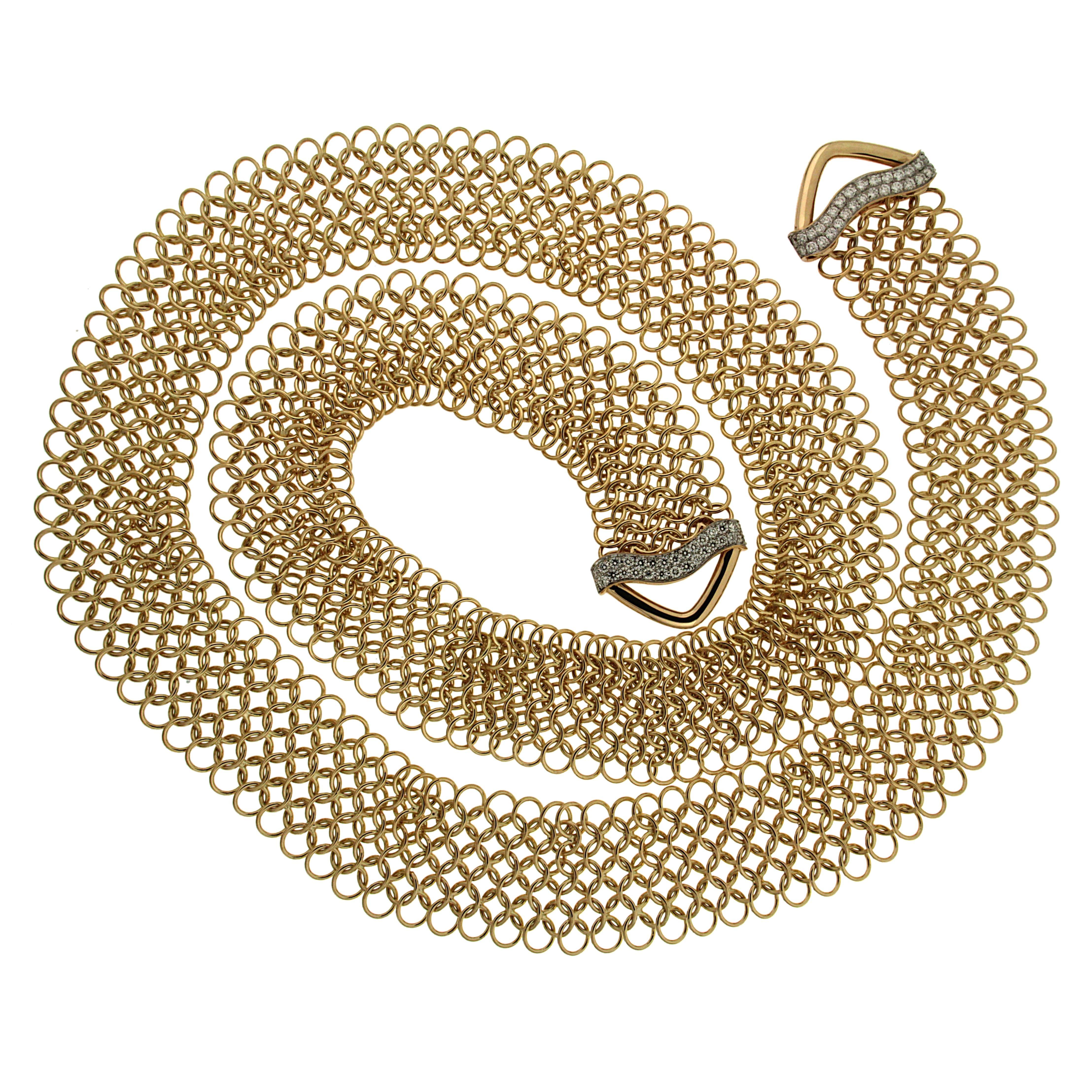 Valentin Magro Unique Diamond Gold Multi-Wear Necktie Mesh Necklace