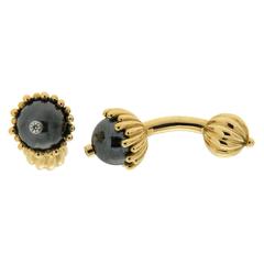 Hematite Diamond Gold Claw Cufflinks 12