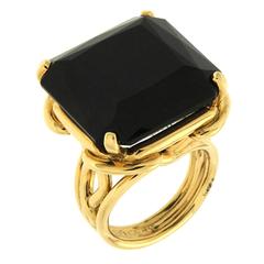 Valentin Magro Square Cut Corner Black Jade yellow gold Ring 7
