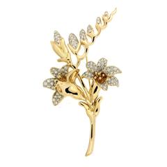 Flower in Bloom Diamond Gold Brooch 11