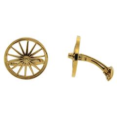 Valentin Magro Whimsical Yellow Gold Wagon Wheel Cufflinks