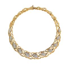 Valentin Magro Curvy Twisted Gold Line Necklace with Diamond Pave Motifs 5