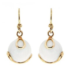 Carina White Jade Gold Earrings