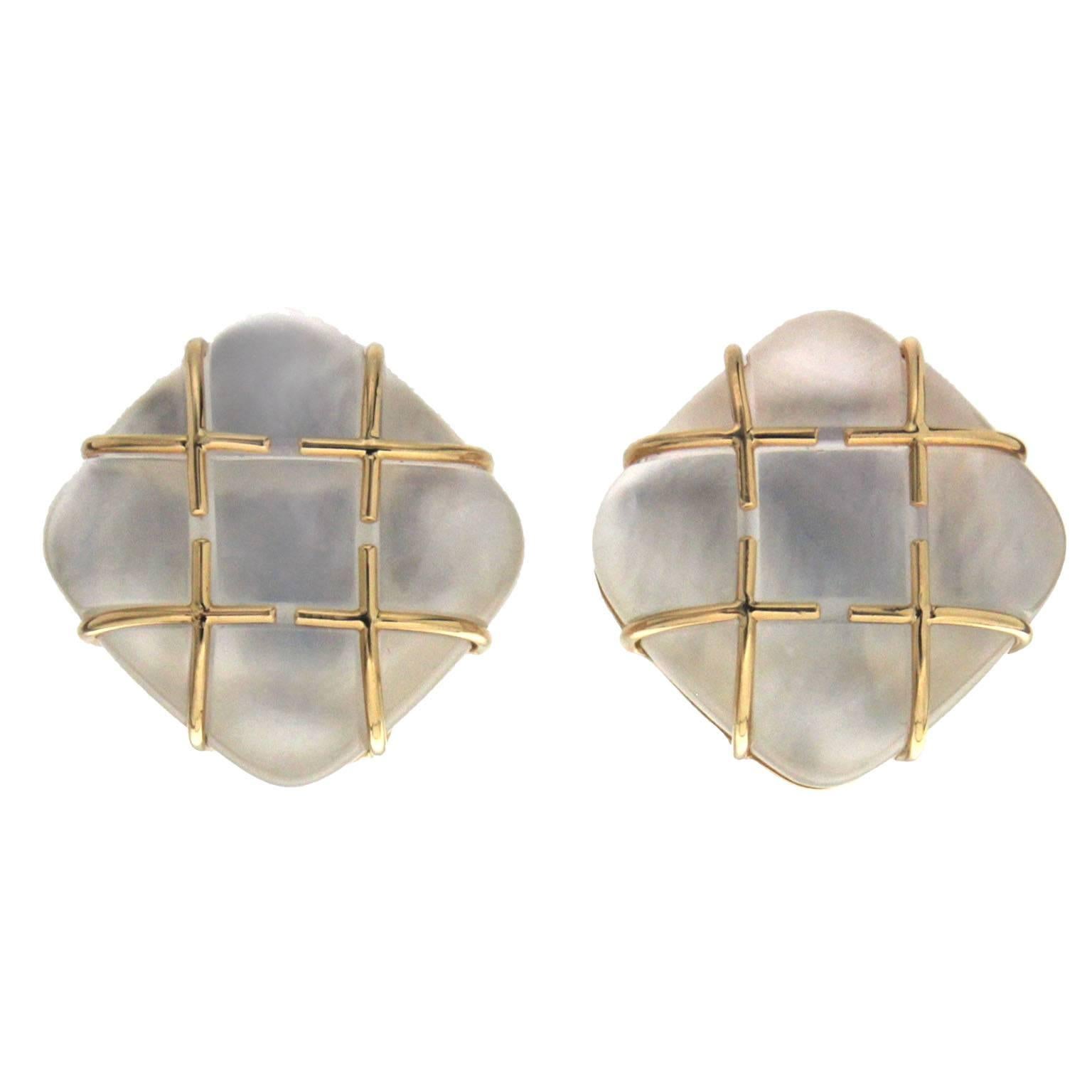 Valentin Magro Tic Tac Toe Cushion Crystal Mother-of-Pearl Gold Earrings