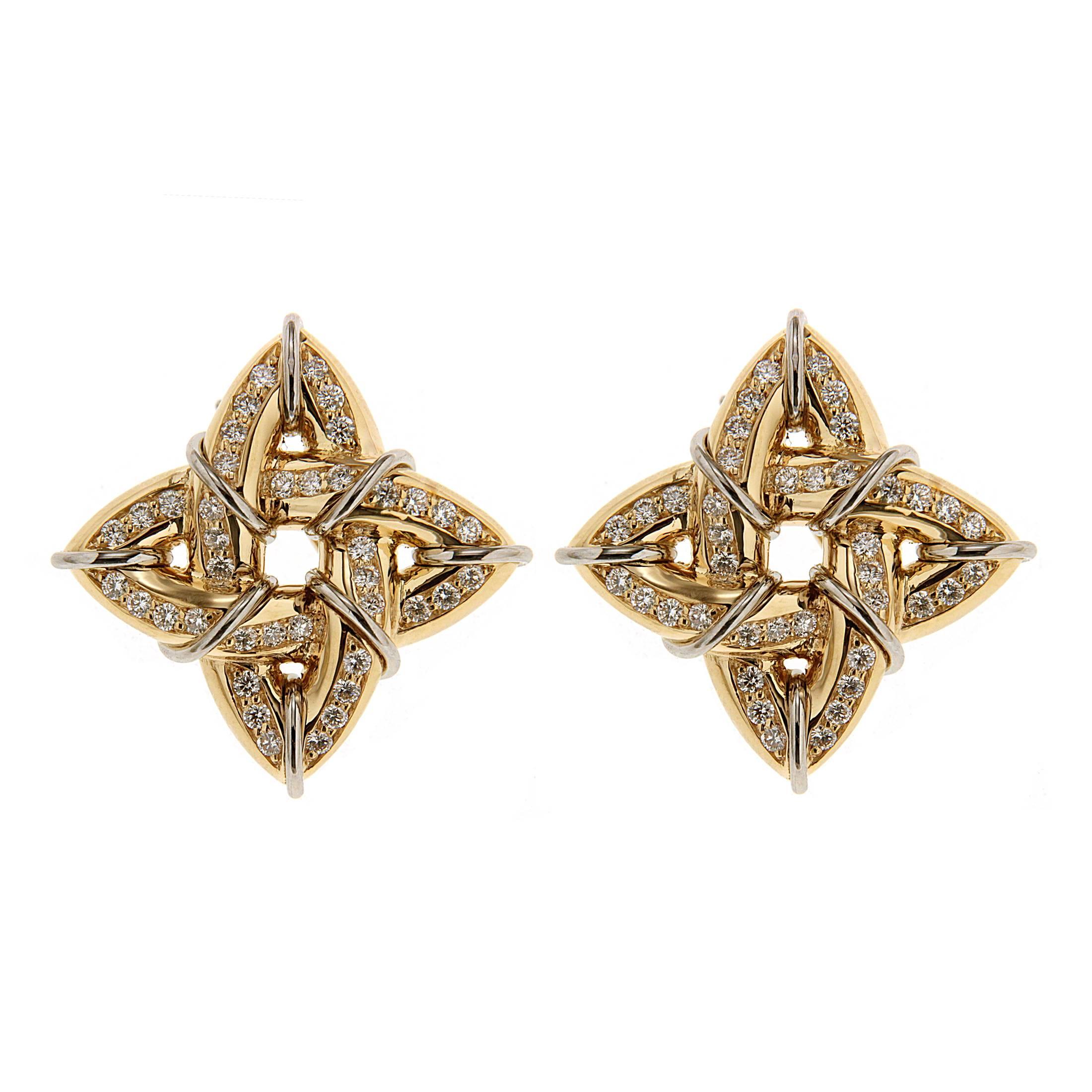 Valentin Magro Gothic Diamond Gold Platinum Small Earrings