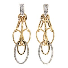 Valentin Magro Cascading Oval Twisted & Plain Wire Diamond Gold Earrings ‘Small’