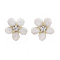 Valentin Magro Cluster Keshi White Pearl Diamond Earrings