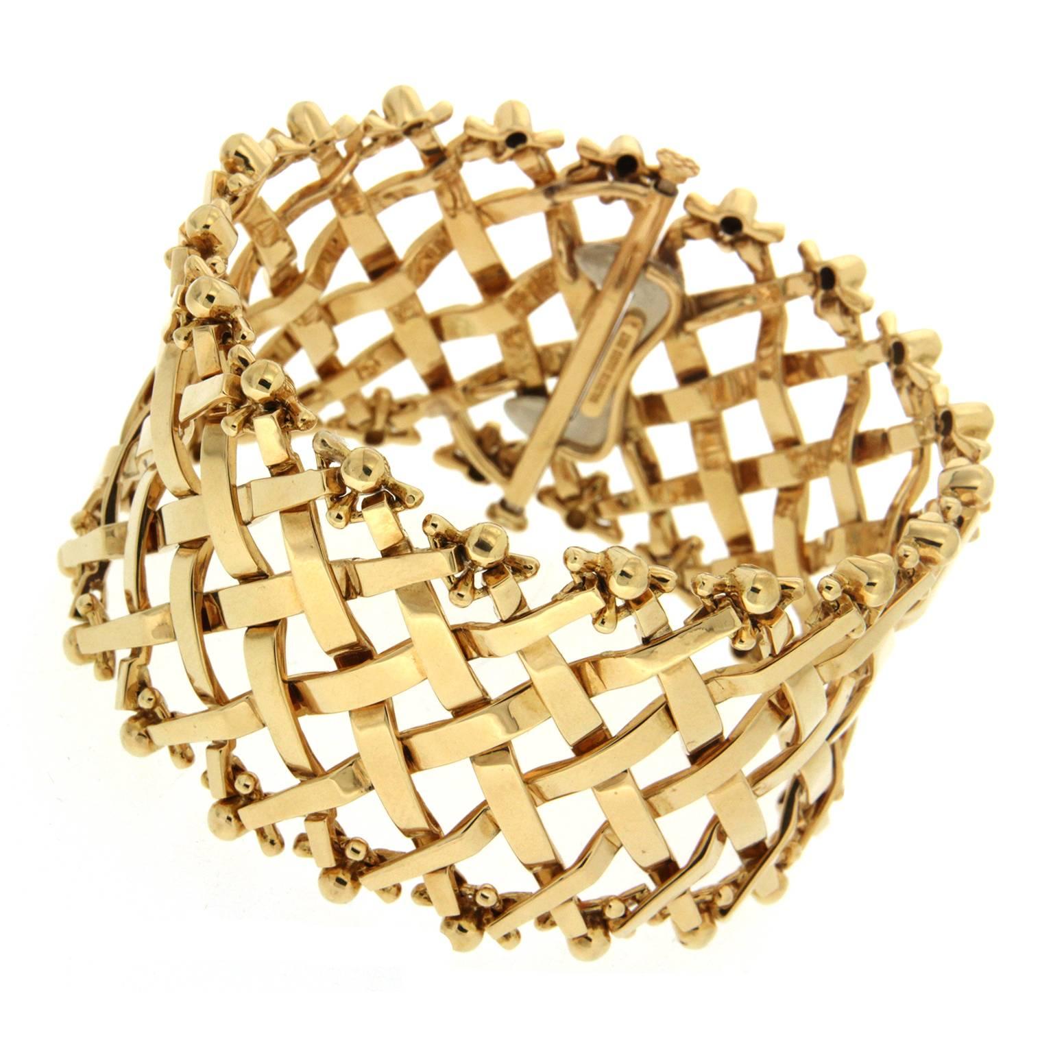 Valentin Magro Woven Lattice Gold Flexible Bracelet