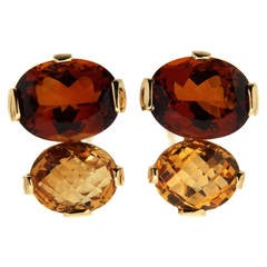 Oval Citrine Gold Clip Earrings 7