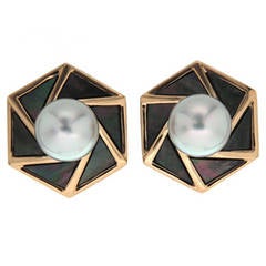 White Pearl and Grey Mother-of-Pearl Earrings 10