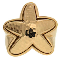 Gold Starfish Ring with Textured Finish 12