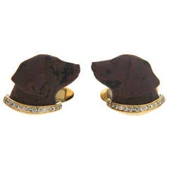 Obsidian Diamond Gold Labrador Dog Cufflinks 12