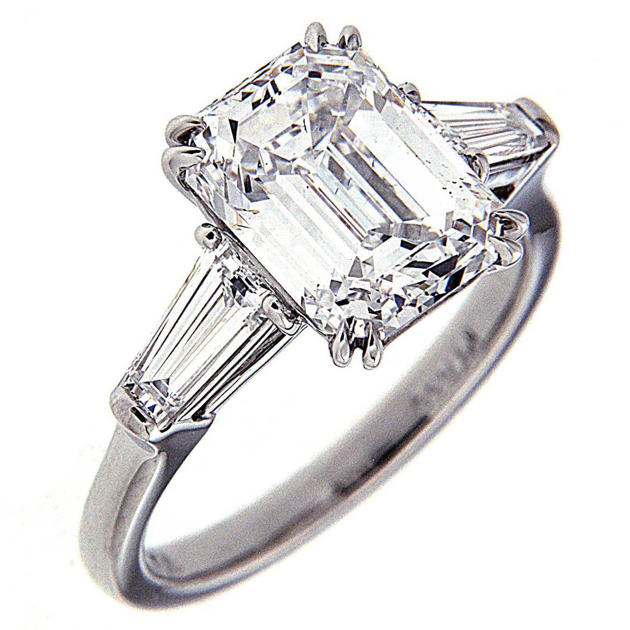 3.25 Carat GIA Cert Center Emerald Cut Diamond Platinum Engagement Ring