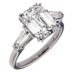 3.25 Carat GIA Cert Center Emerald Cut Diamond Platinum Engagement Ring