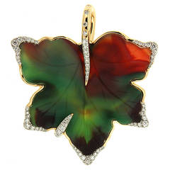 Agate Diamond Gold Leaf Pendant 7