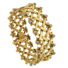 Gold Woven Bracelet with Diamonds 7