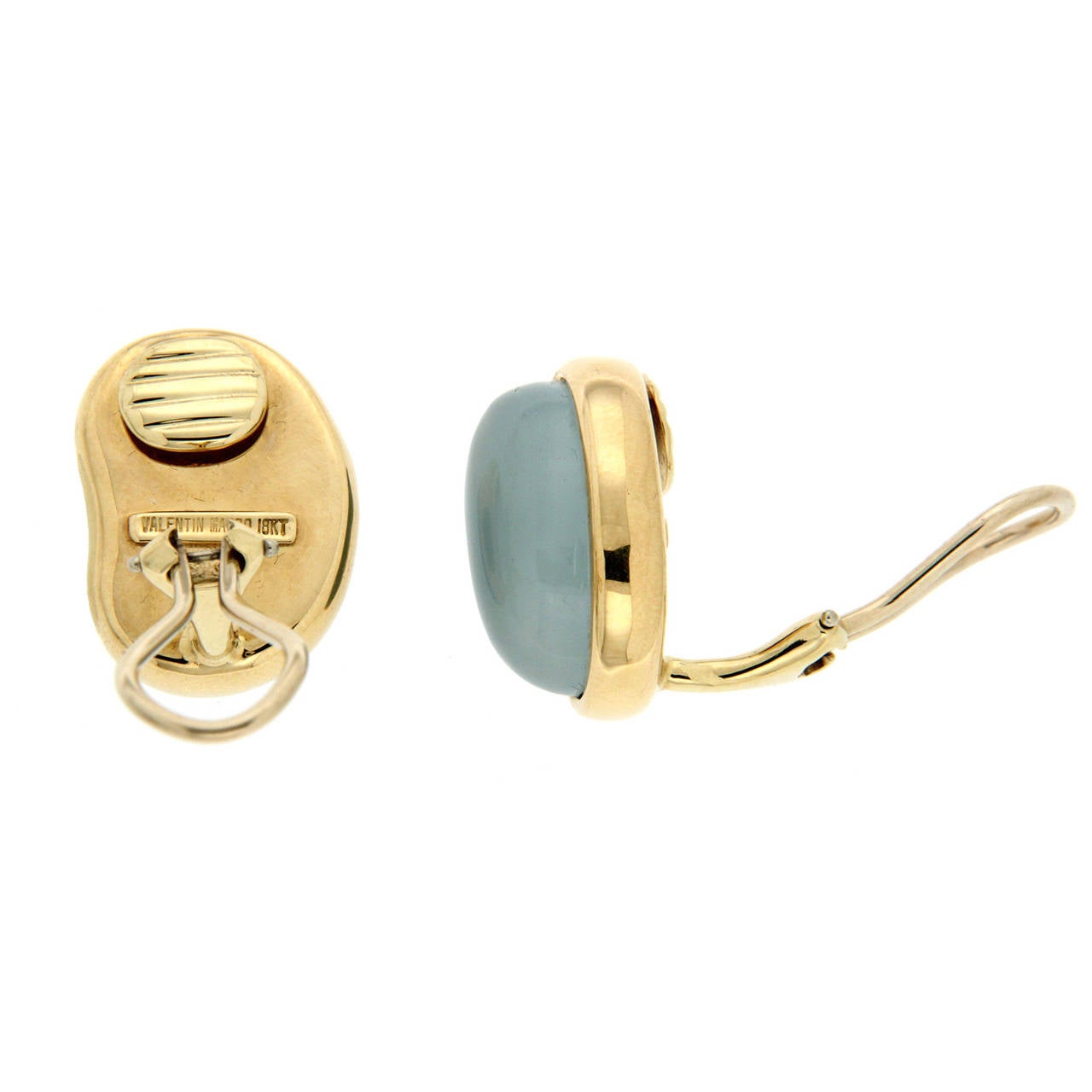Bean Shaped Aquamarine Earrings with 18K Yellow Gold