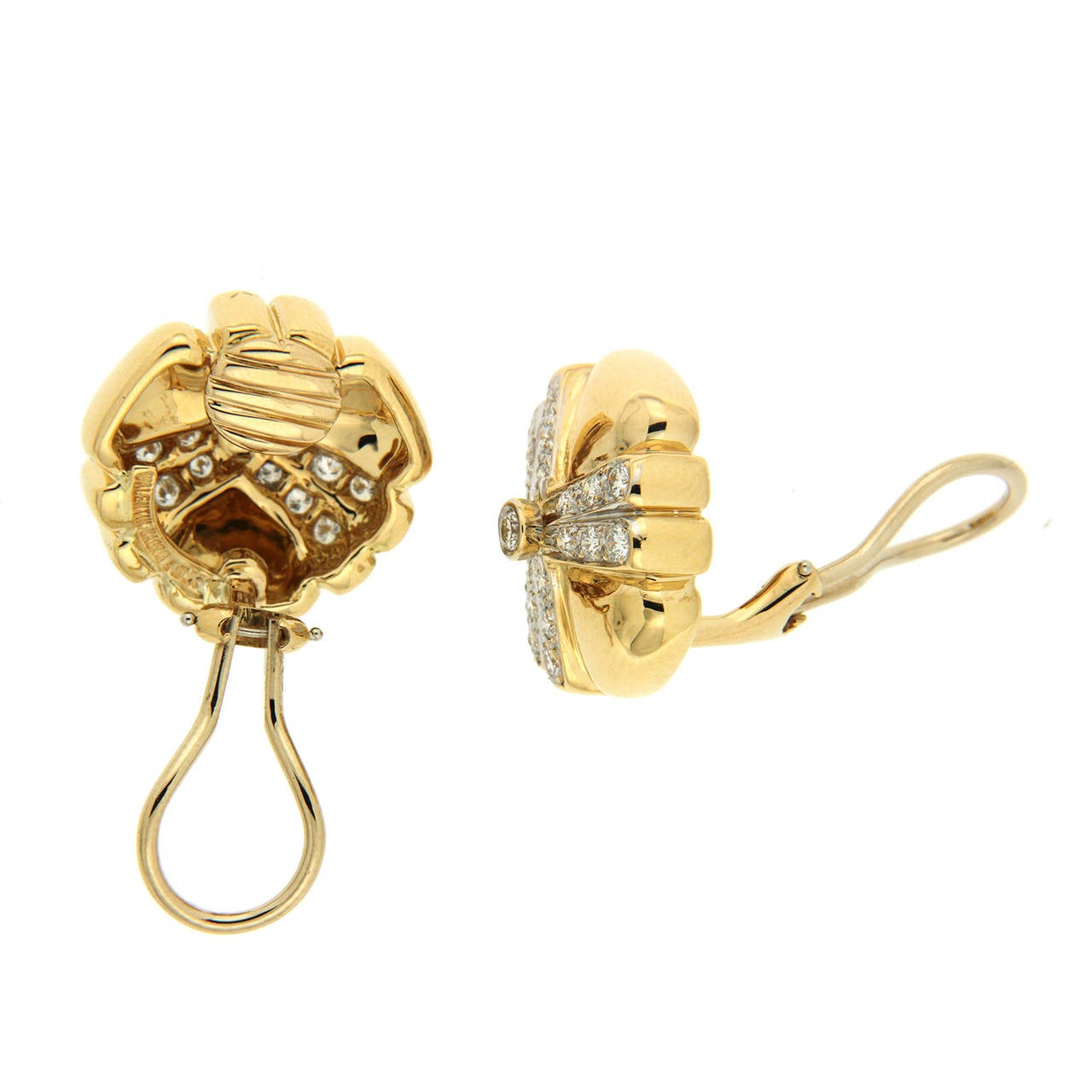 Pave Diamond Gold Mercedes Earrings For Sale At 1stdibs