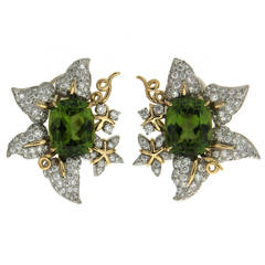 Peridot and Diamond Leaf Earrings 5
