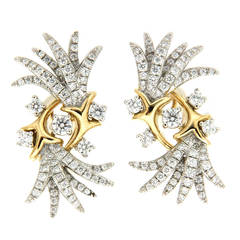 Fountain of Dazzle Diamond Gold Platinum Earrings 5