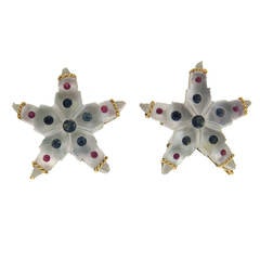 Valentin Magro Crystal Starfish Earrings with Colored Stones 8